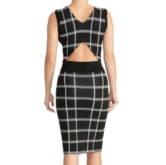 Rachel Roy Knit Cutout Dress size Small Windowpane Bodycon - Picture 8 of 9